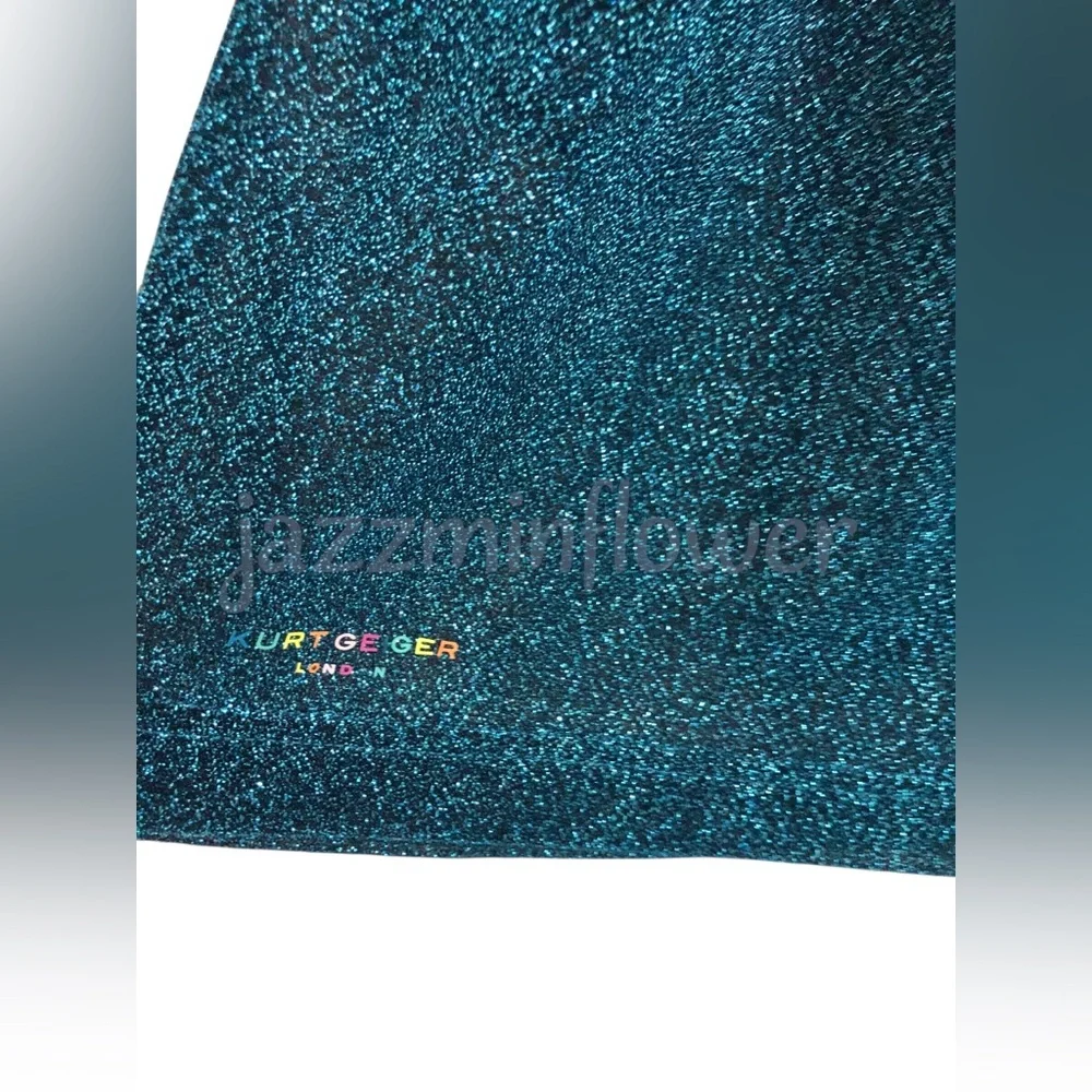 Kurt Geiger blue shimmer colorblock sheer swim cover up shorts size large‎ new